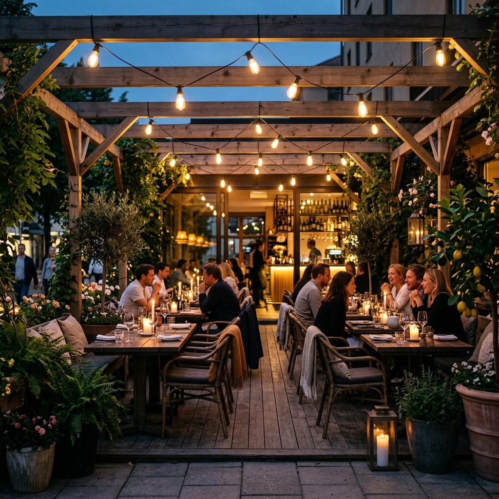 Ретро гірлянди на терасі